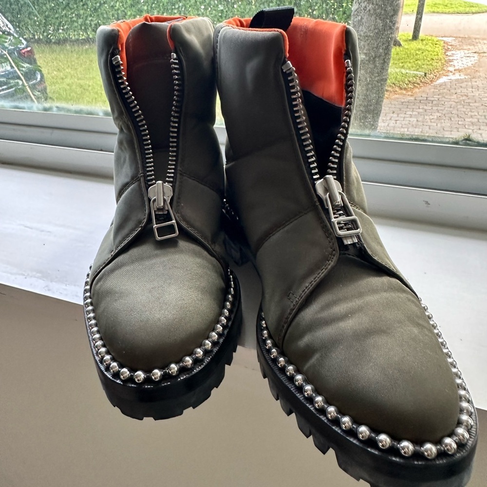ALEXANDER WANG NYLON COOPER BOOTS W/ GROMMETS-38.5 -ARMY GREEN- GREAT CONDITION - Picture 8 of 8
